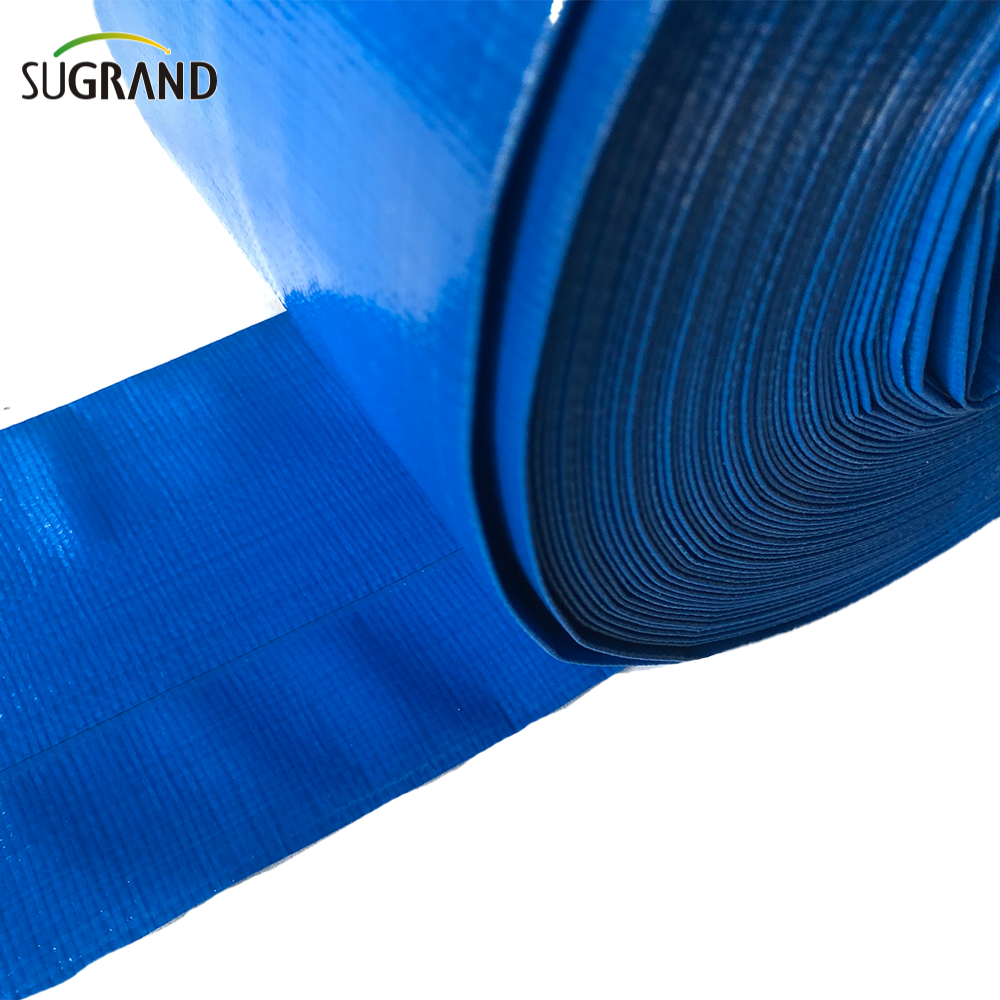 Țeavă de irigare plană albastru la nivel PVC la nivel de irigare cu furtun plat 
